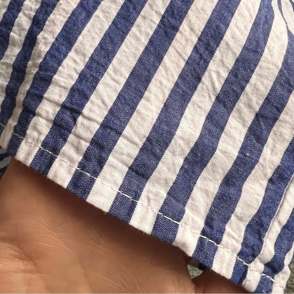 Tuckernuck Pomander Place Lizzie Oxford Stripe Puff Sleeve Babydoll Dress Large - Picture 9 of 14